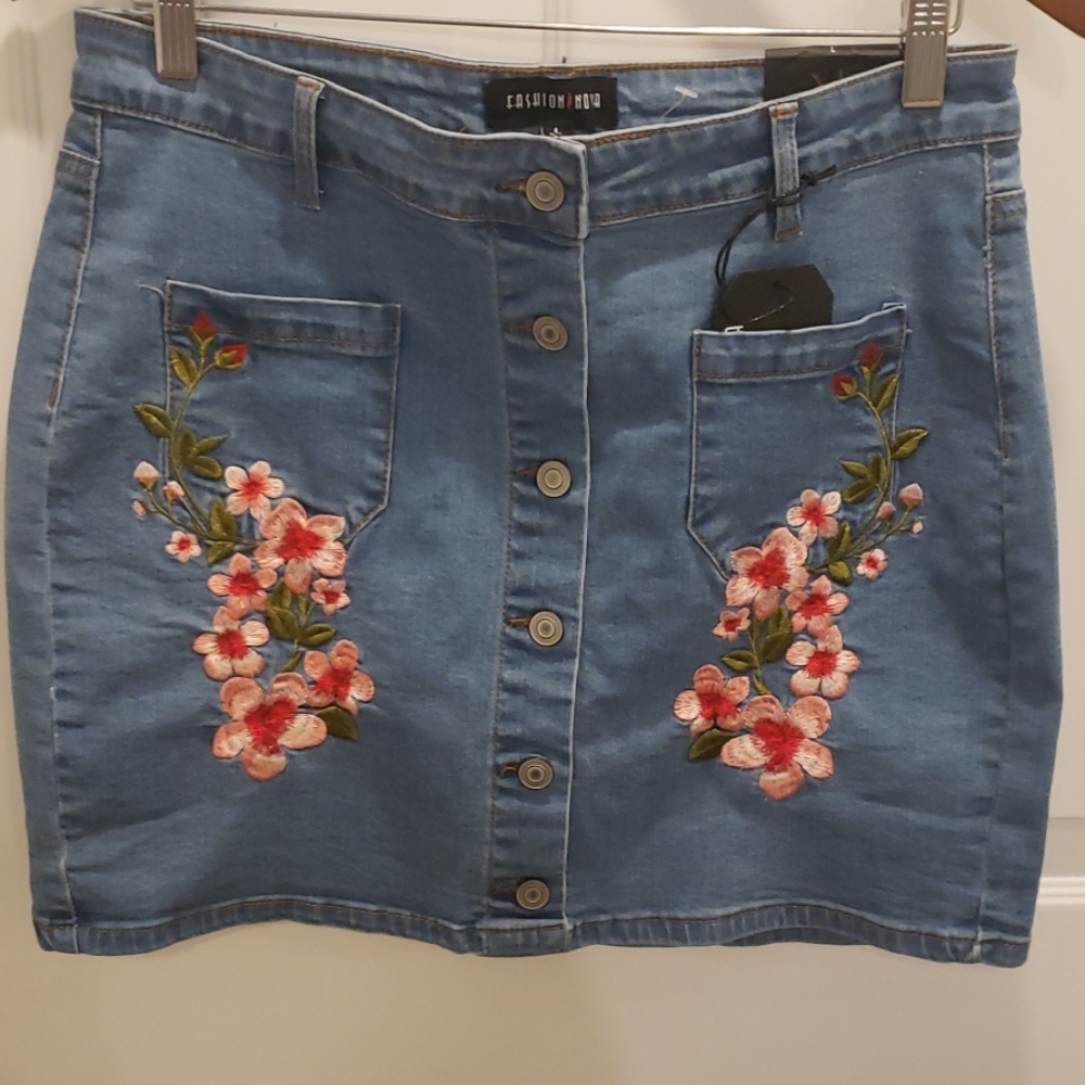 Fashion Nova Jean Mini Skirt
